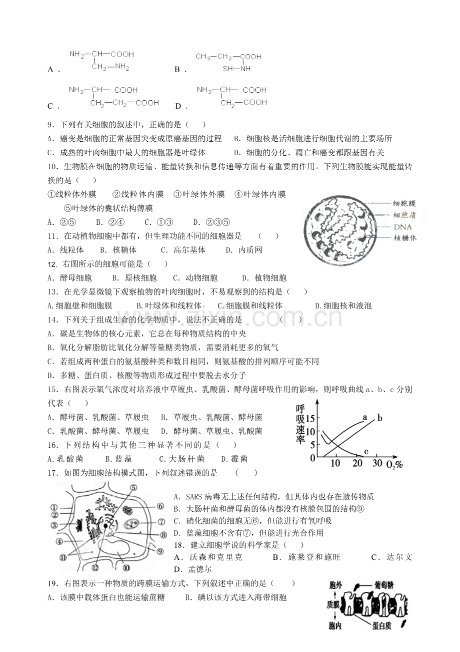 高一生物五一假期试卷(打印).doc_第2页