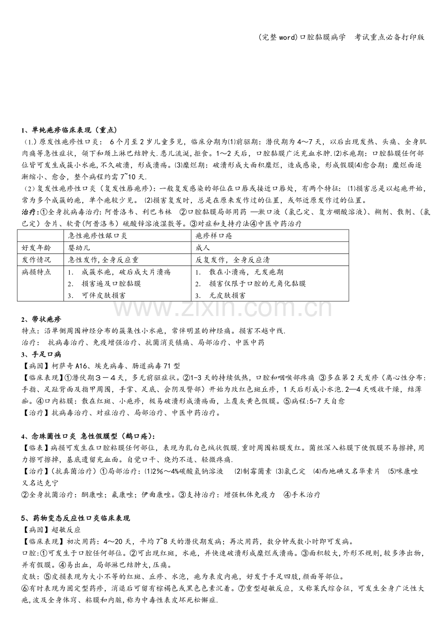 口腔黏膜病学--考试重点必备打印版.doc_第2页