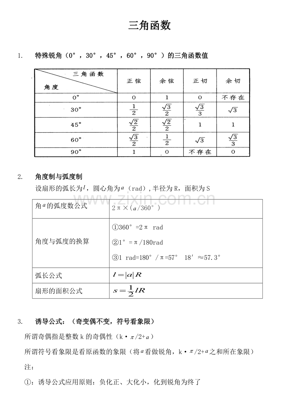 三角函数和反三角函数图像性质、知识点总结.pdf_第1页