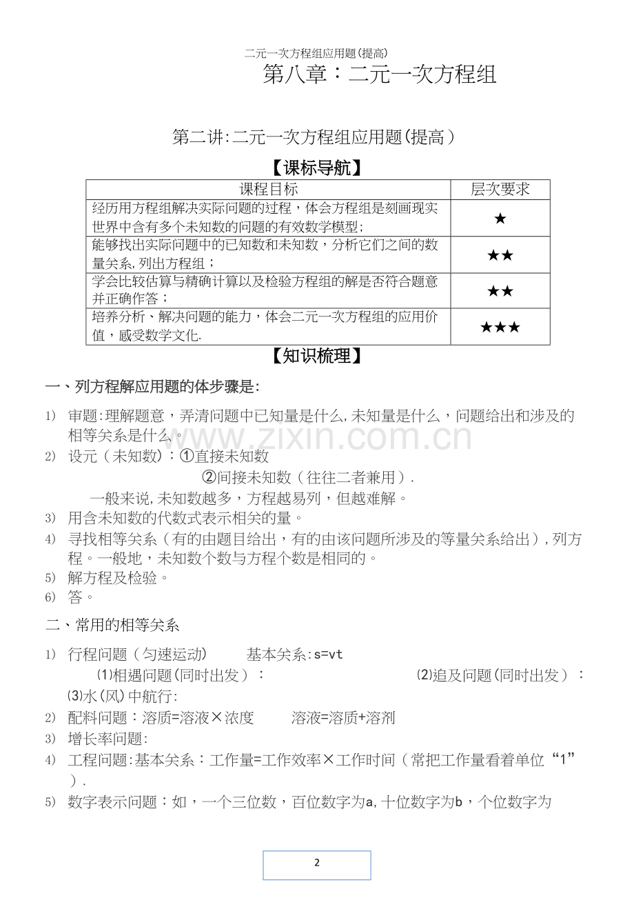 二元一次方程组应用题(提高).docx_第2页