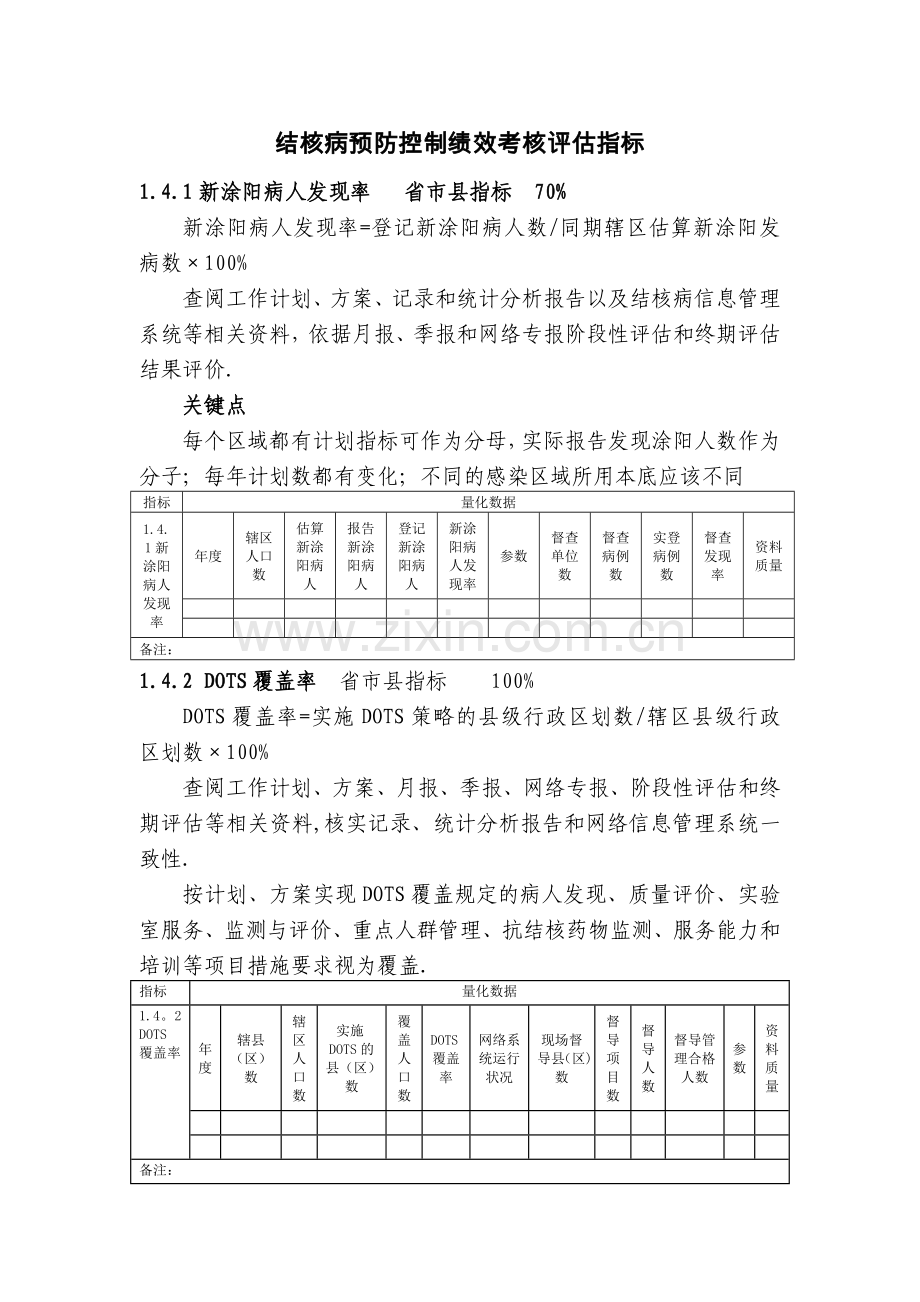 结核病地方病慢病绩效考核评估指标.doc_第1页