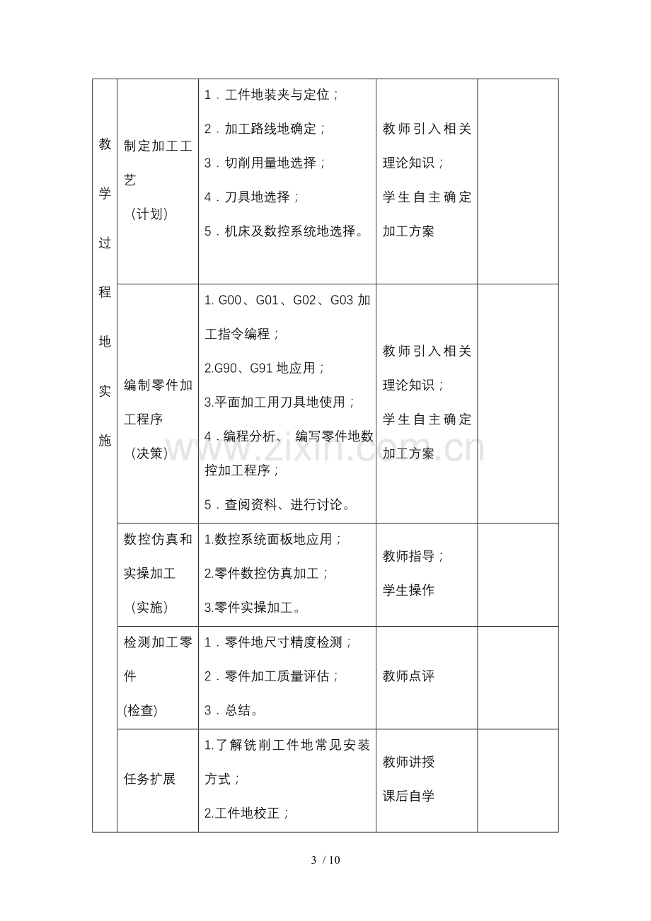 数控加工工艺与编程铣项目二教案.doc_第3页