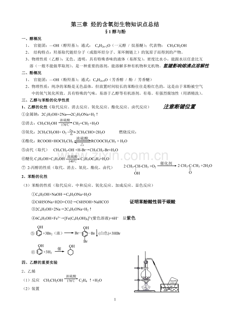 第三章烃的含氧衍生物知识点总结.doc_第1页