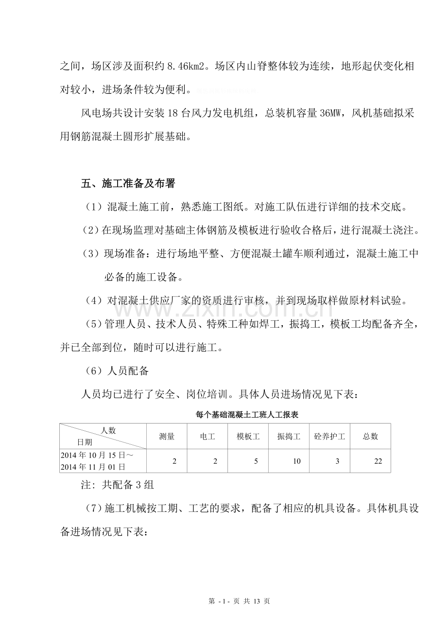 风力发电场风机基础大体积混凝土施工及养护方案.doc_第2页