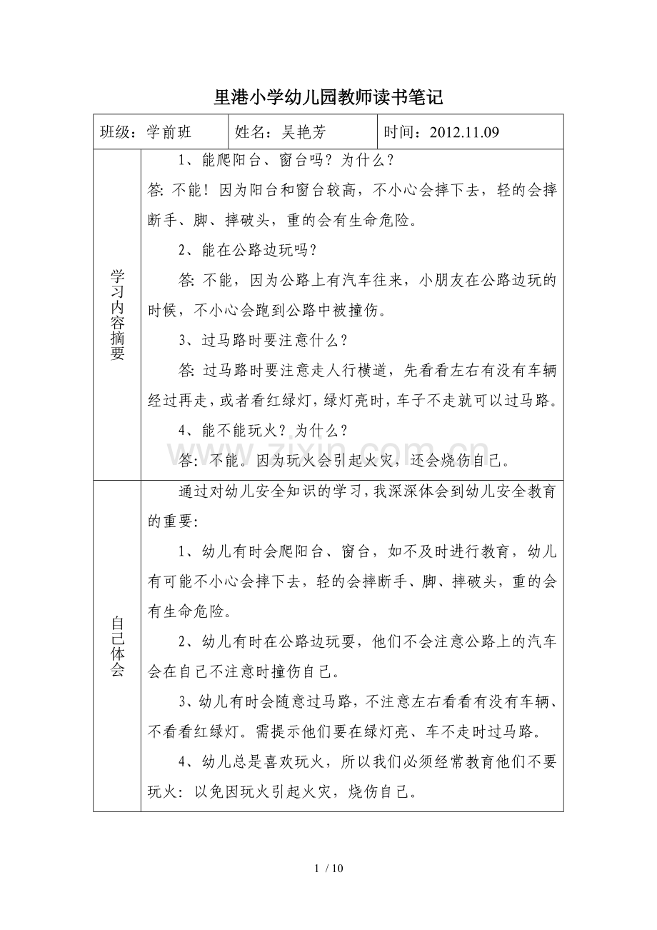 里港小学幼儿园优秀教师读书笔记.doc_第1页