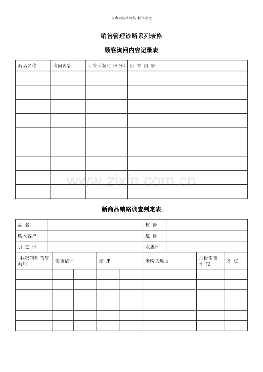 企业管理销售诊断记录表格.doc_第1页