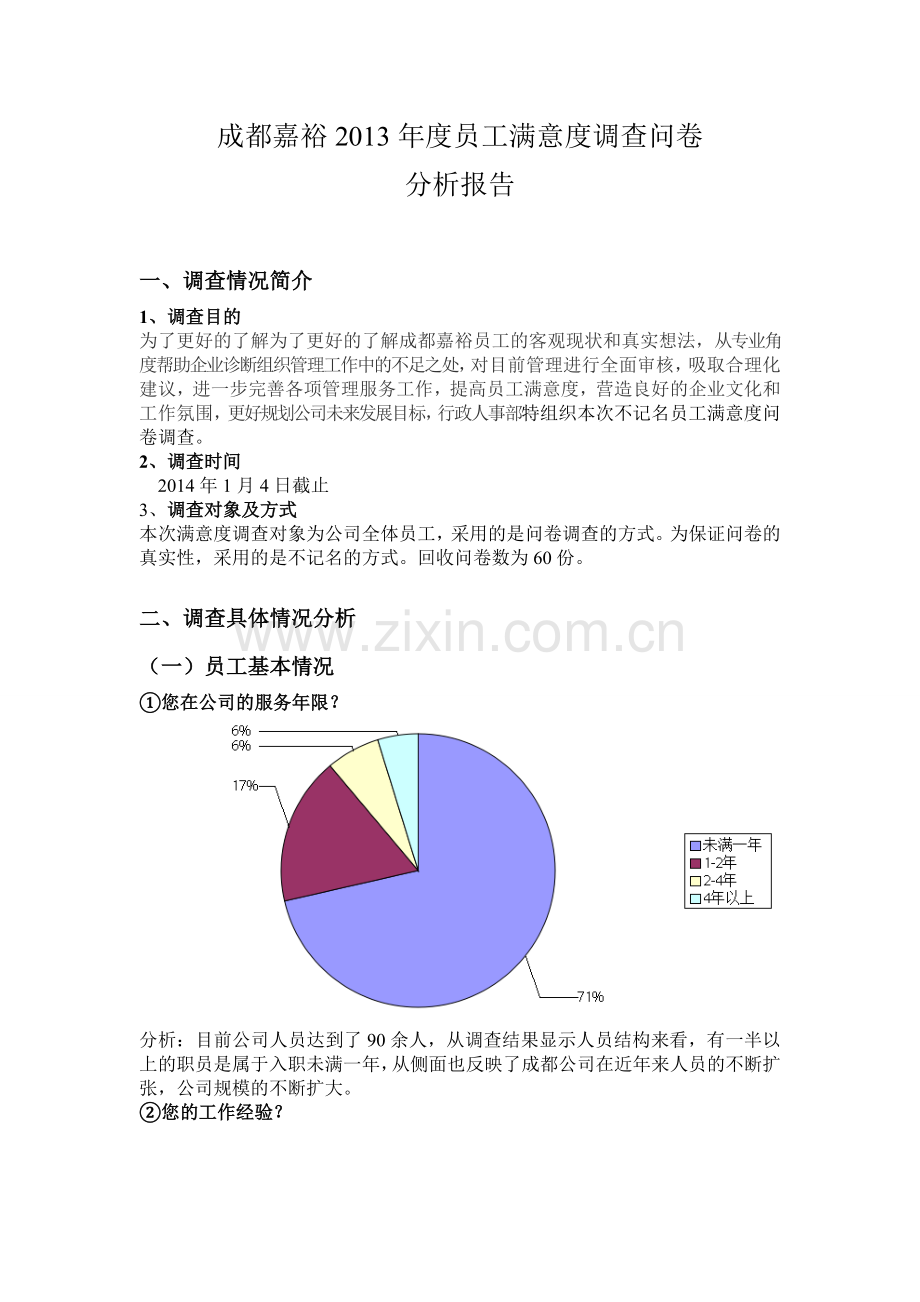 嘉裕集团员工满意调查问卷分析报告.doc_第1页