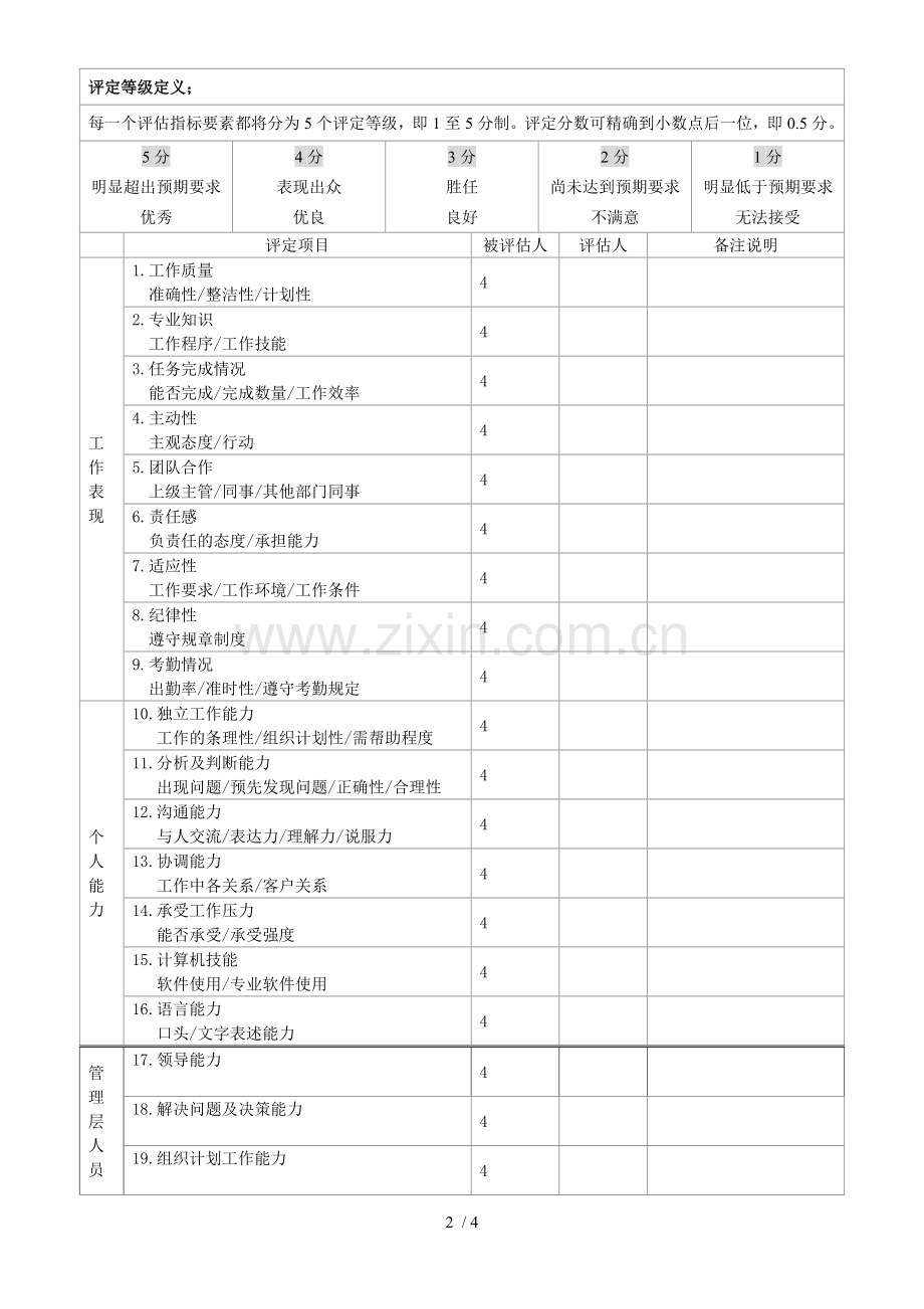 员工基础工作评估表试用期.doc_第2页