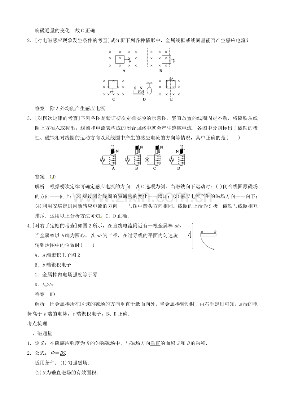 (全国通用)高三物理复习能力提升第课时电磁感应现象楞次定律.doc_第2页