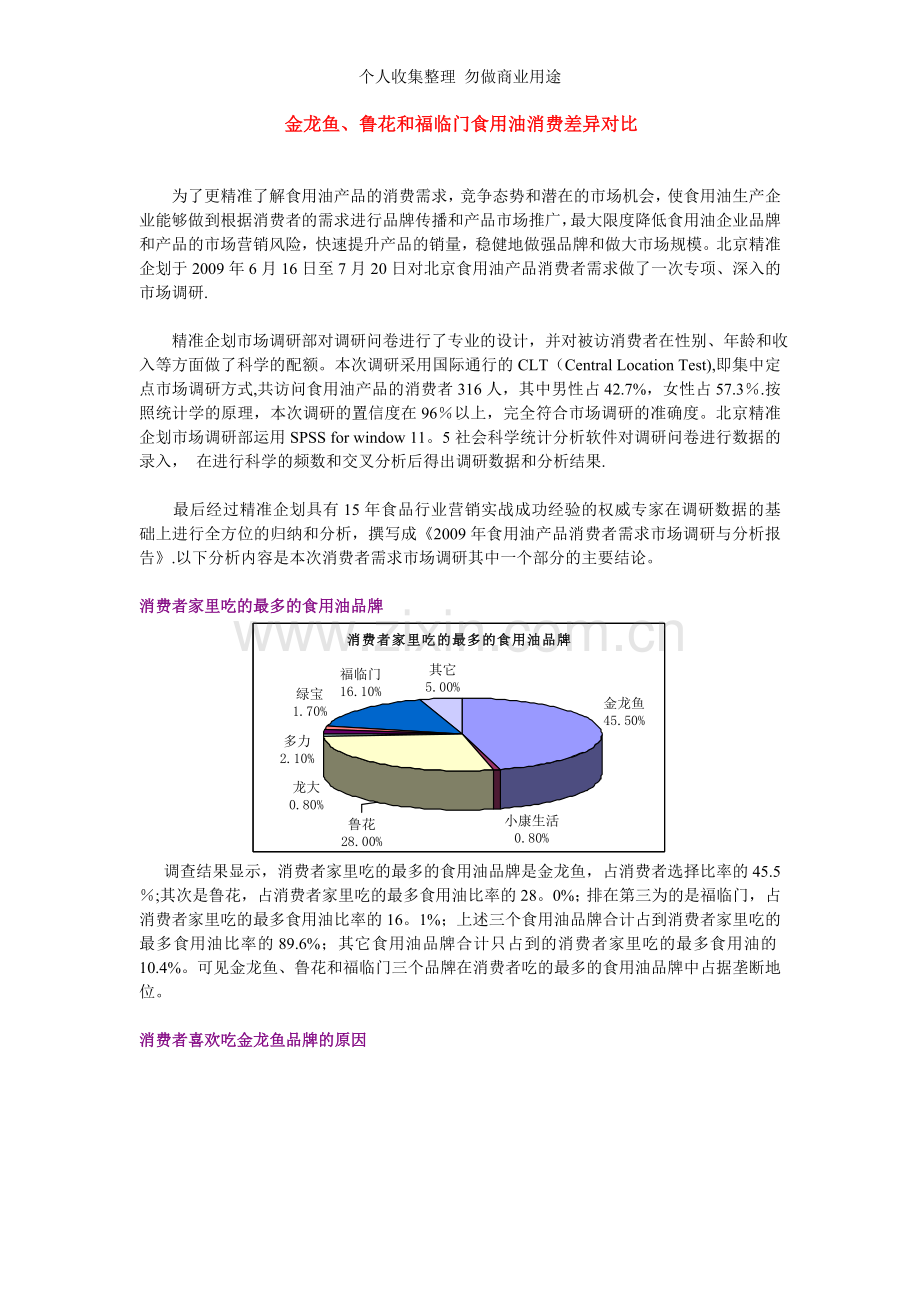 金龙鱼、鲁花和福临门食用油消费差异对比.doc_第1页