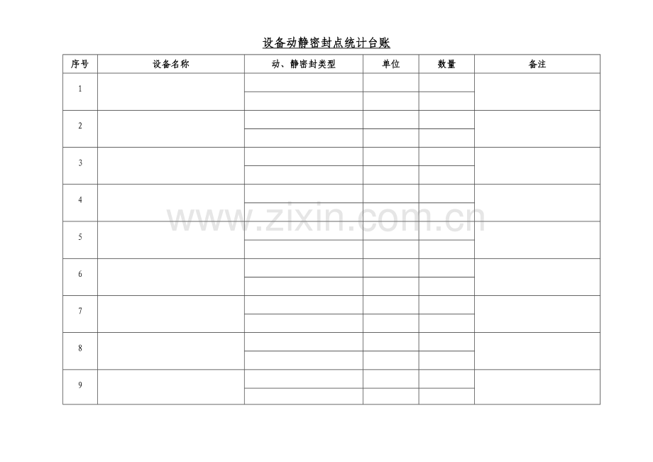 设备动静密封点统计台账.doc_第1页