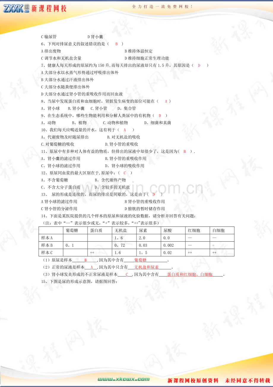 第五章人体内废物的排出测试题试.doc_第2页