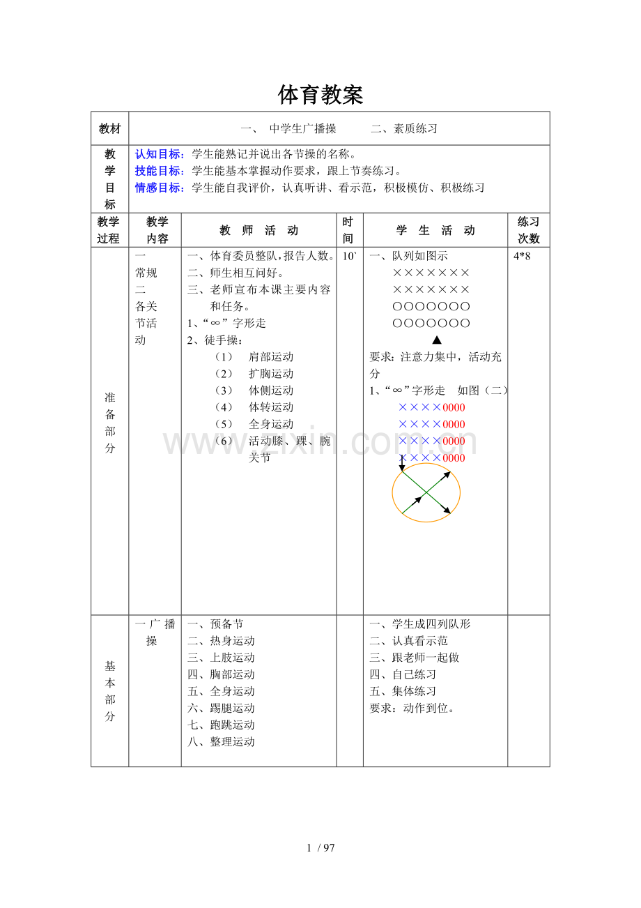 初中体育优秀教案全集八年级.doc_第1页