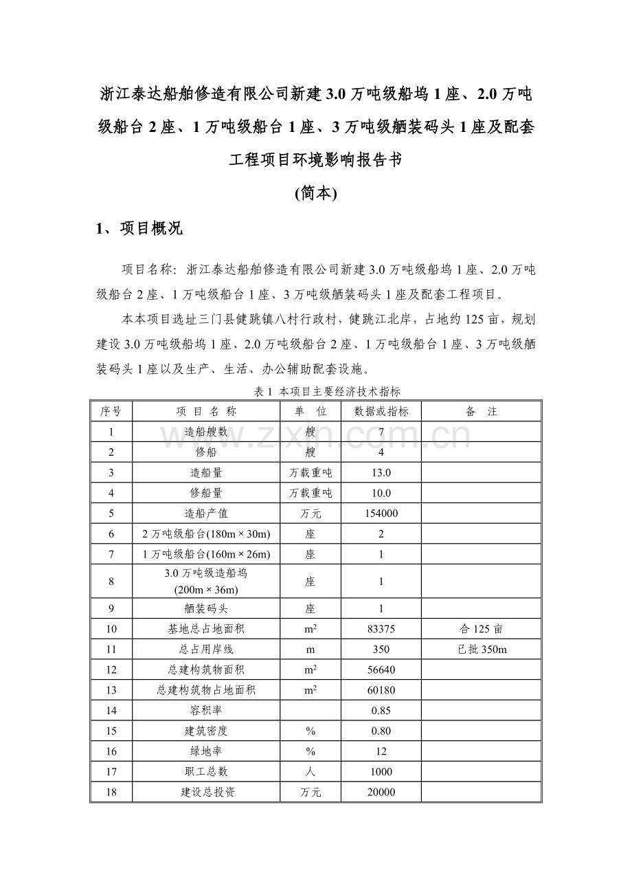 浙江泰达船舶修造有限公司新建万吨船坞座.doc_第1页