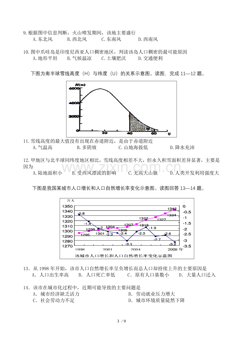 阜阳三中2014届高三地理四模考试习题.doc_第3页