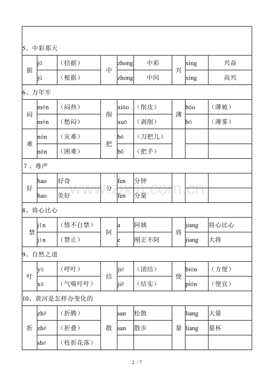 四级下册多音字(按课文分).doc_第2页