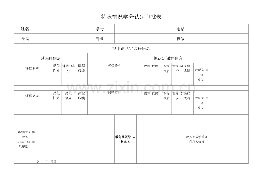 特殊情况学分认定审批表(模板).docx_第1页