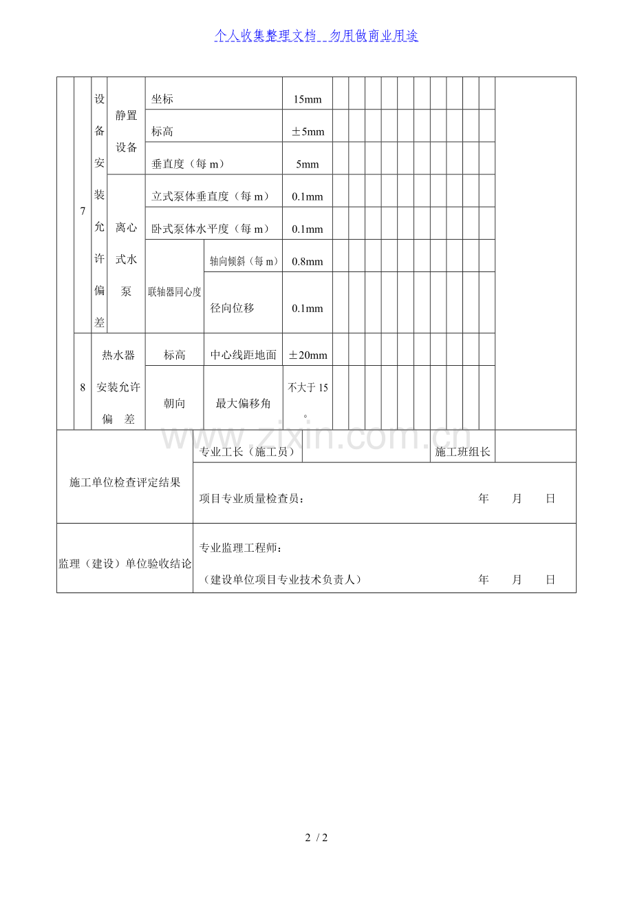 热水供应系统辅助设备安装工程项目检验批质量验收记录表(DOC格式).doc_第2页