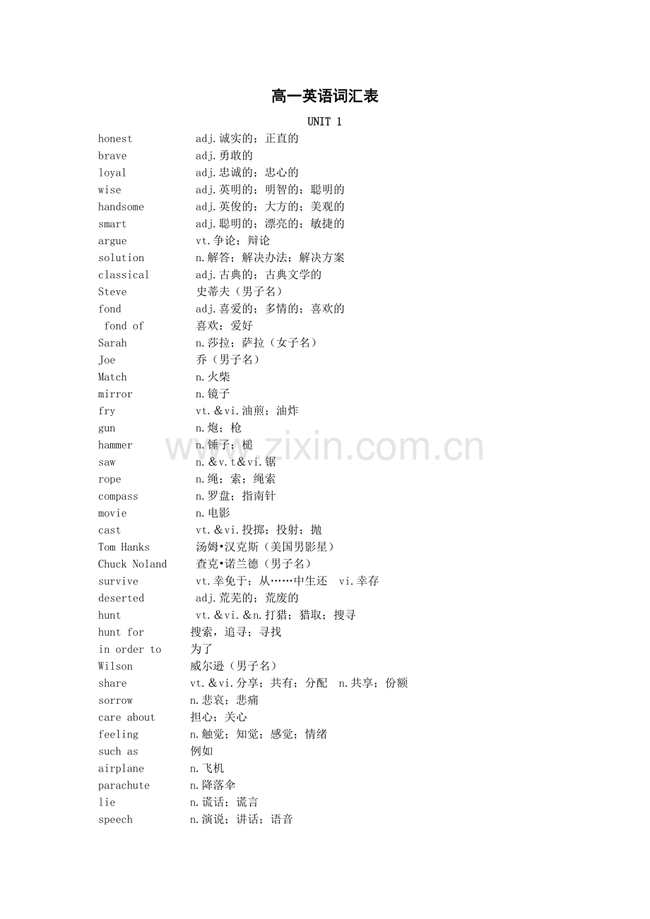 高一英语词汇表终极人教排列整齐方便背诵.doc_第1页