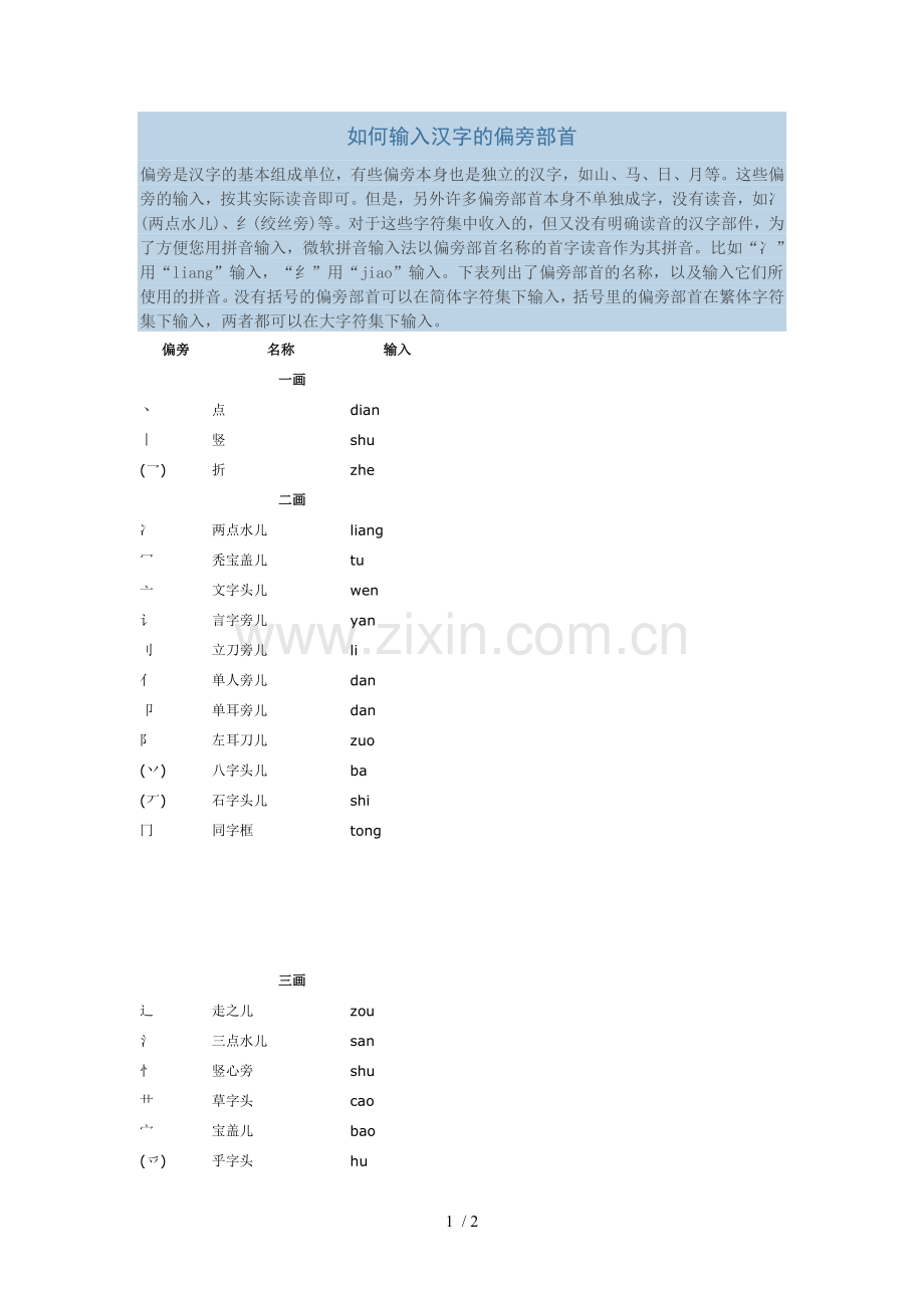 输入汉字偏旁部首.doc_第1页