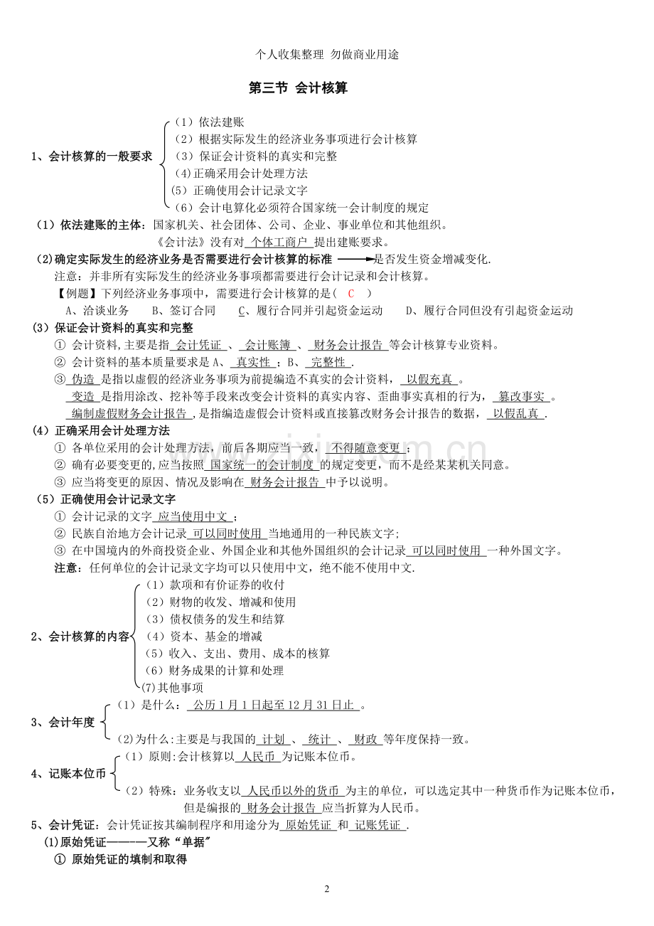 财经法规与会计职业道德第一---四章笔记.doc_第2页