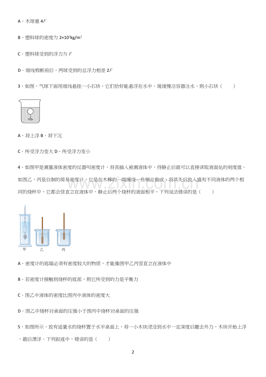 通用版初中物理八年级物理下册第十章浮力知识点总结全面整理.docx_第2页