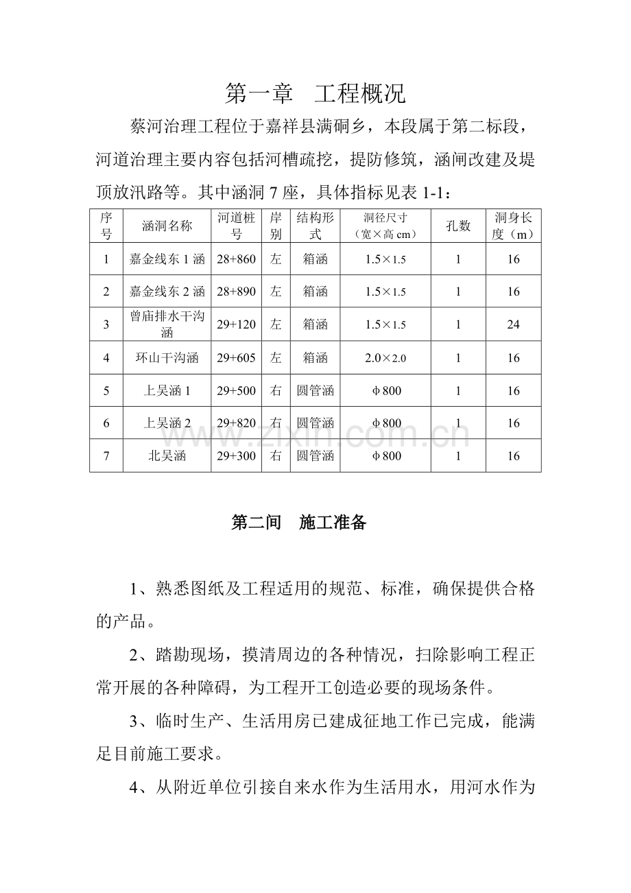 蔡河嘉祥段治理工程现场施工组织设计报告.doc_第1页