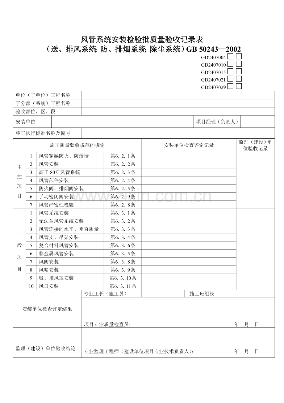 风管系统安装检验批质量验收记录.doc_第1页