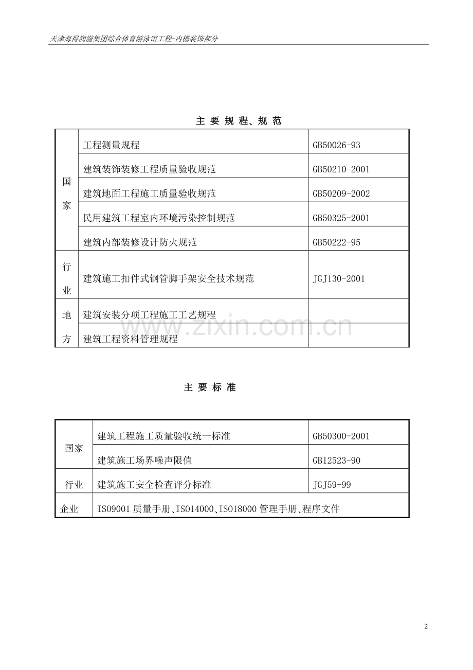 综合体育游泳馆工程项目内檐装饰部分施工组织设计内装.doc_第2页