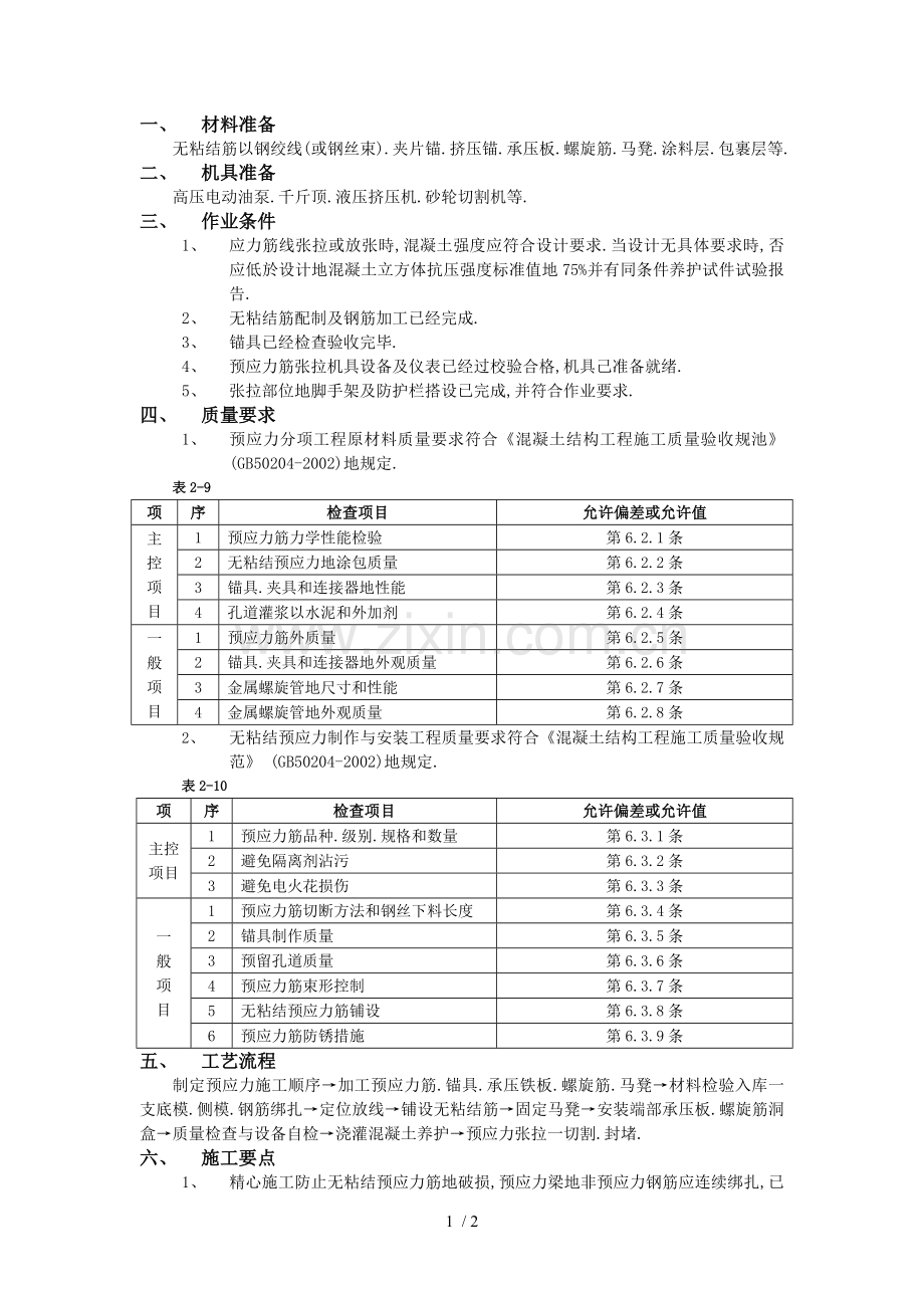 无粘结预应力工程.doc_第1页