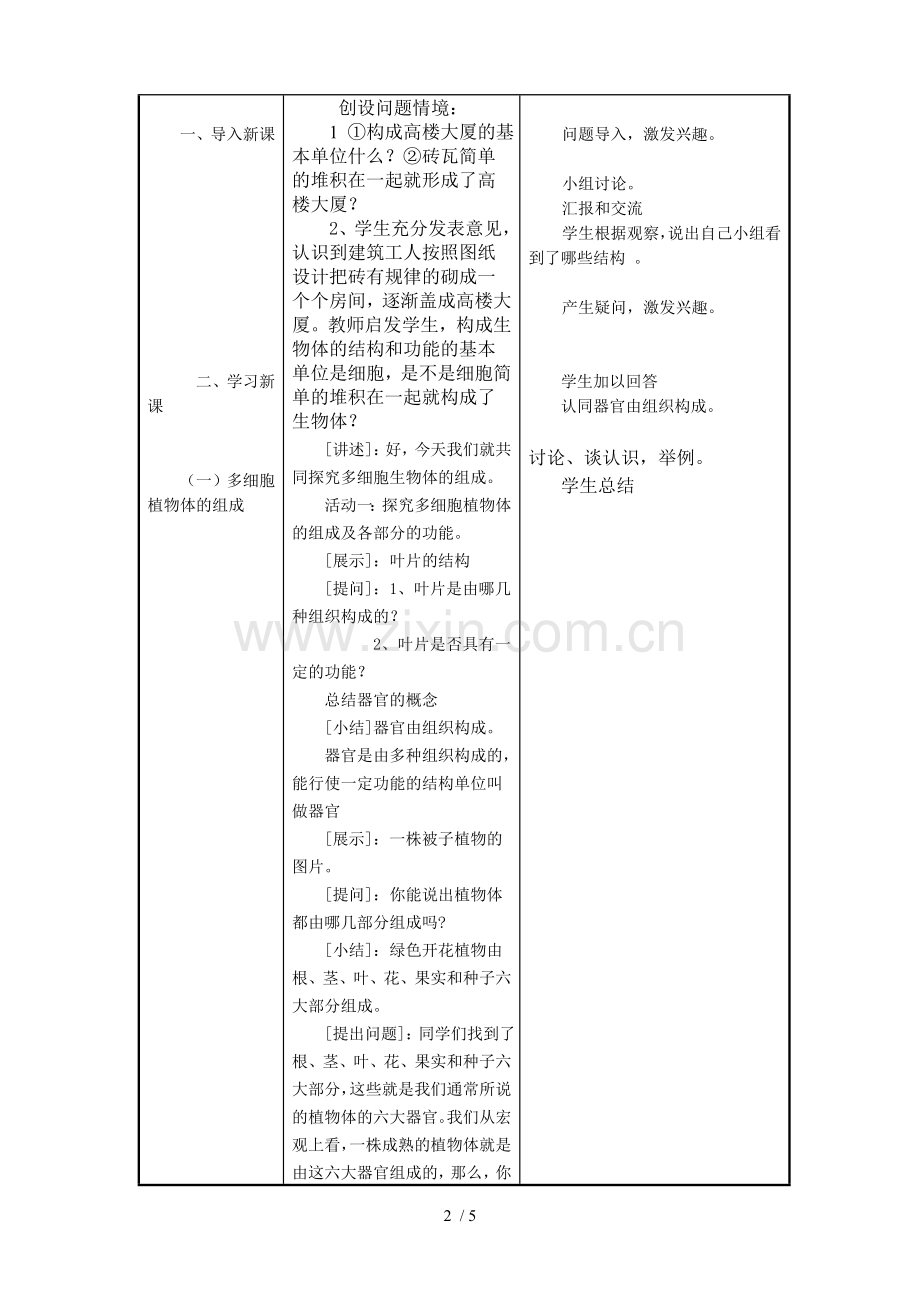 公开课--多细胞生物体组成教学案例.doc_第2页