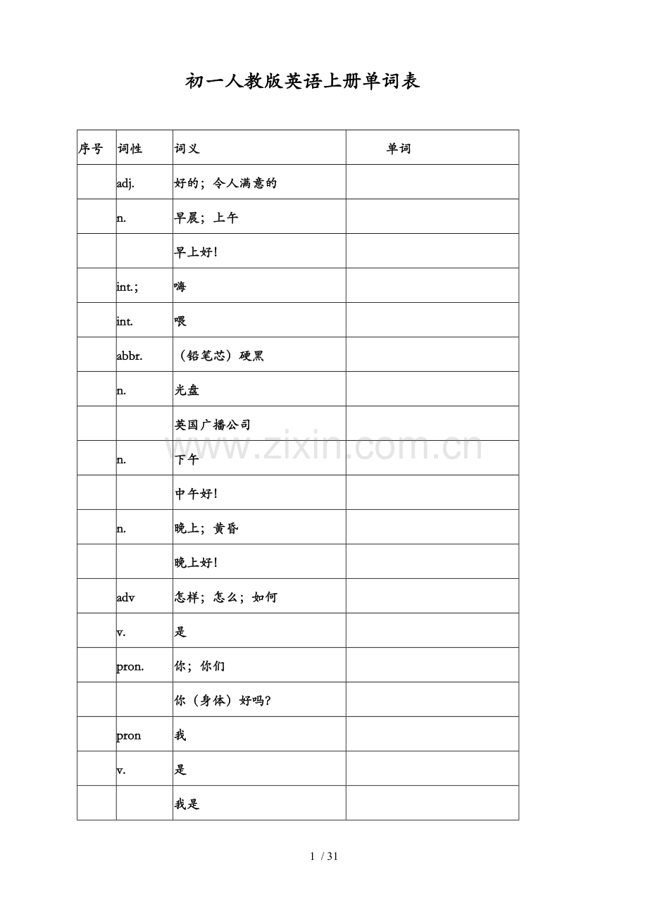 初一人教英语上册单词表[].doc_第1页