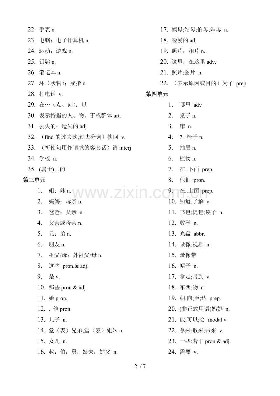 七级上册英语单词表人教(汉语).doc_第2页