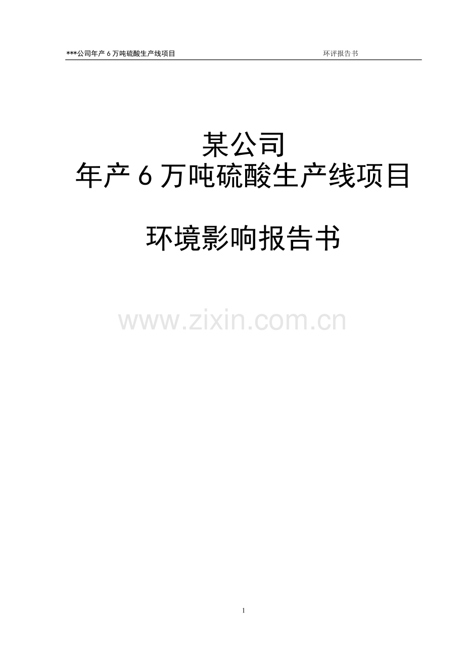 硫酸厂年产6万吨硫酸生产线项目环境影响评估报告.doc_第1页