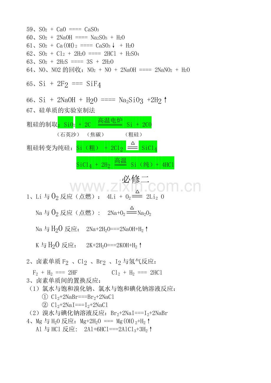 高中必修必修相关化学方程式汇总.doc_第3页