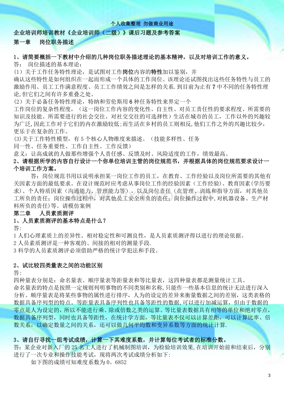 淄博企业培训师：淄博人力资源管理学会发布《企业培训师培训教材(助理、企业培训的)下》课后习题及参考答.doc_第3页