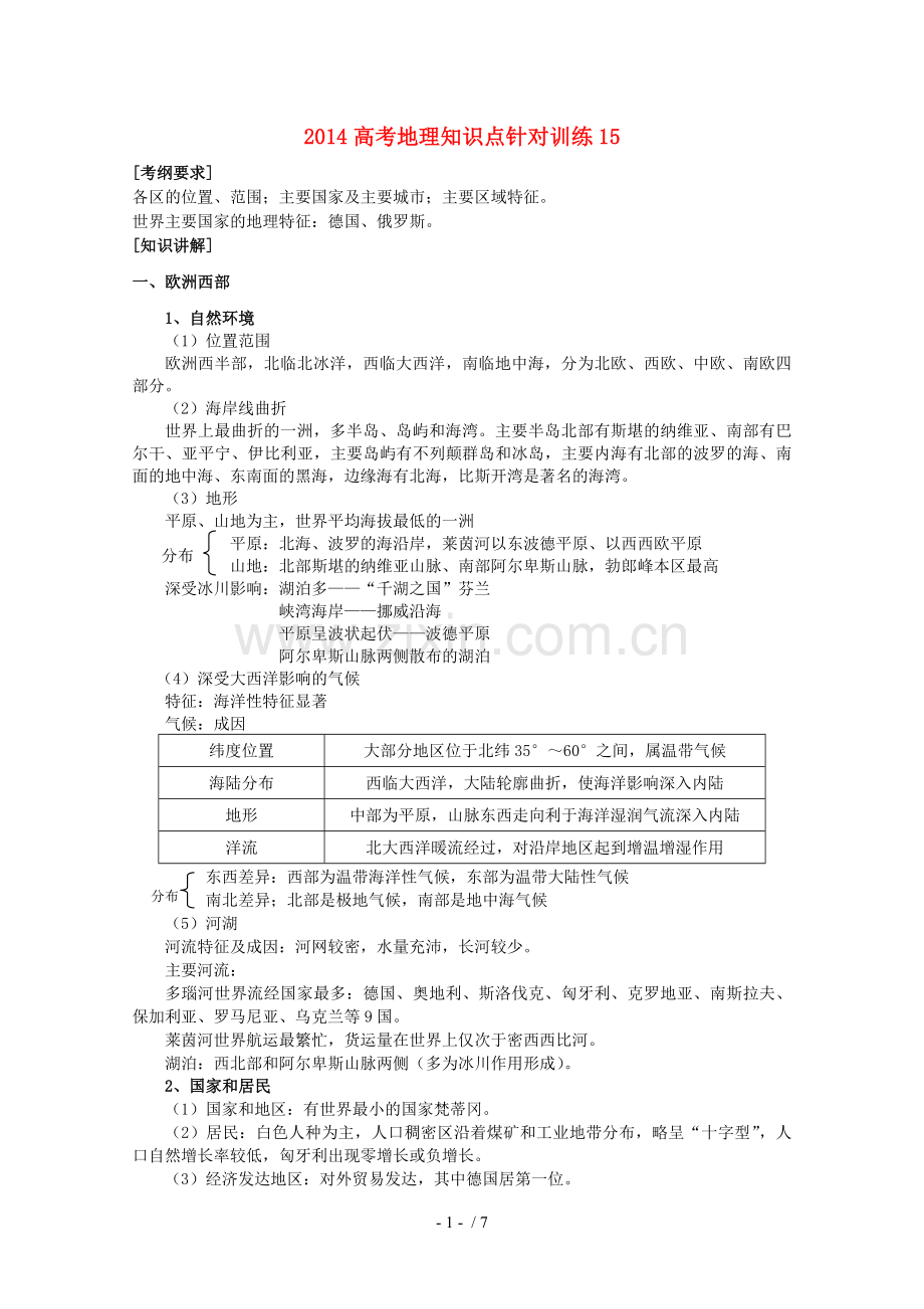 高考地理基础知识点针对训练.doc_第1页