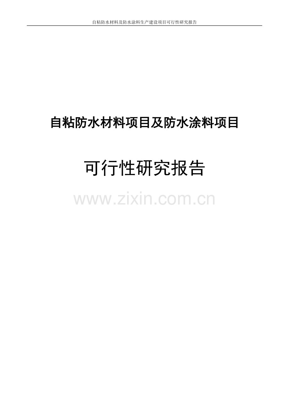 自粘防水材料及防水涂料生产项目可行性研究报告.doc_第1页