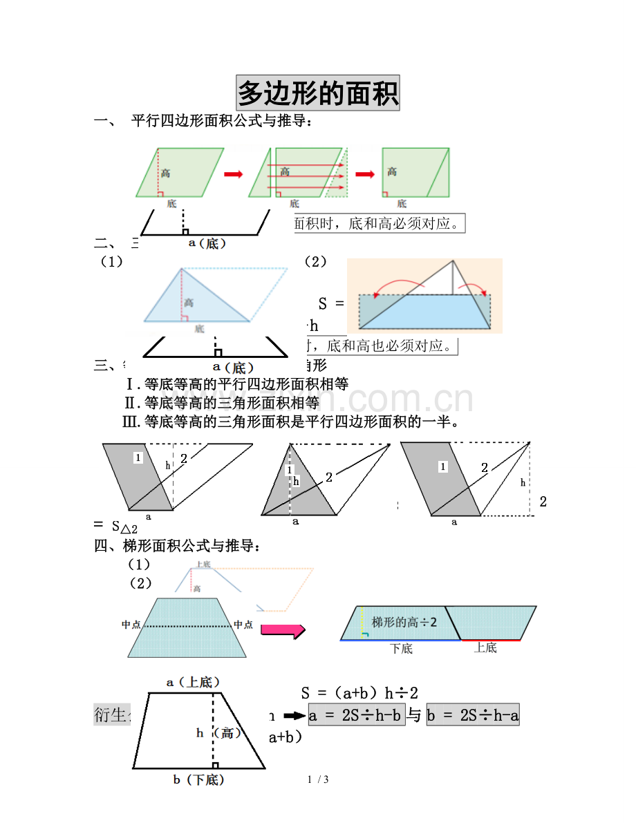 多边形的面积知识点与经典模拟题.doc_第1页