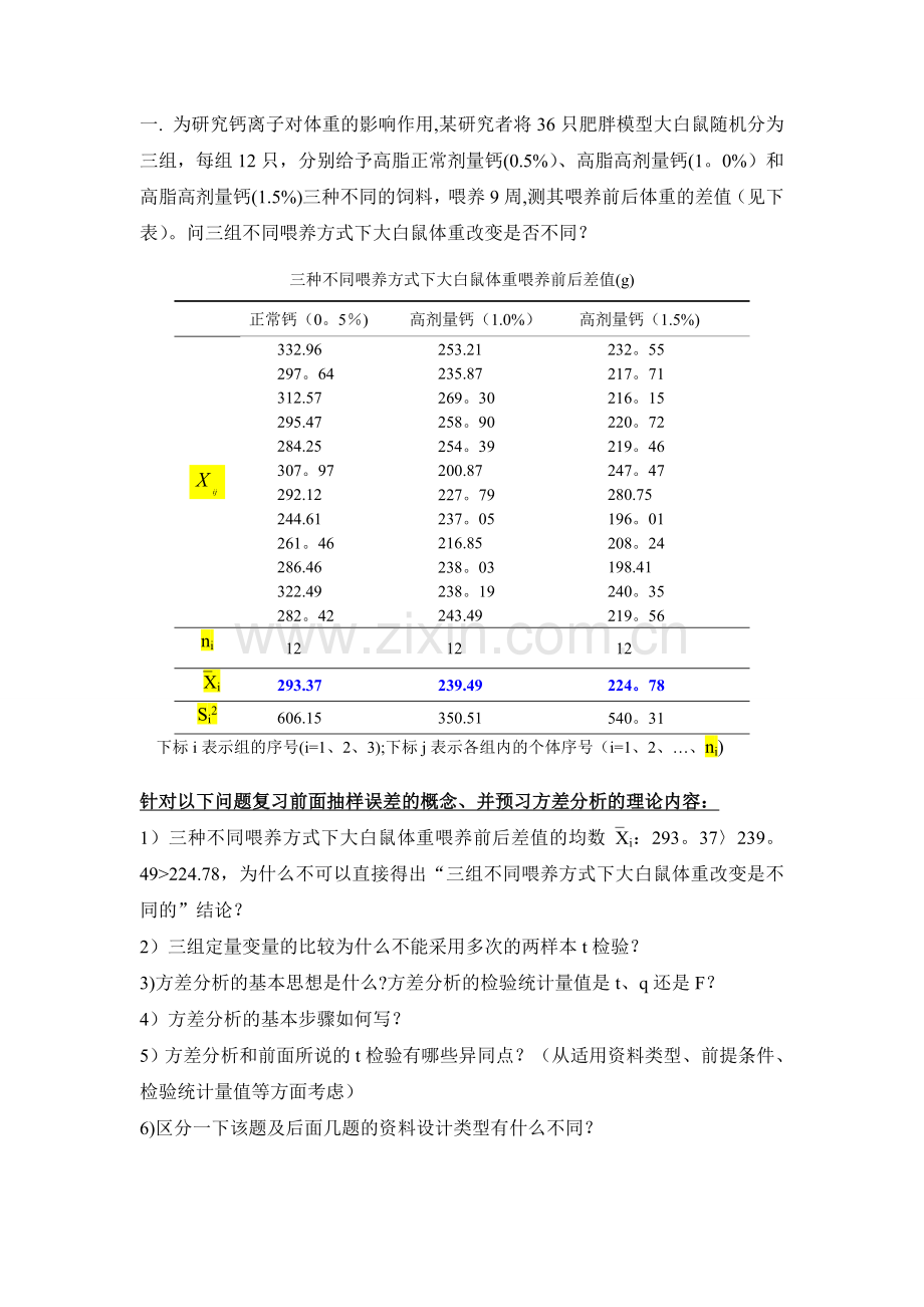 方差分析的应用案例及问题1.doc_第1页