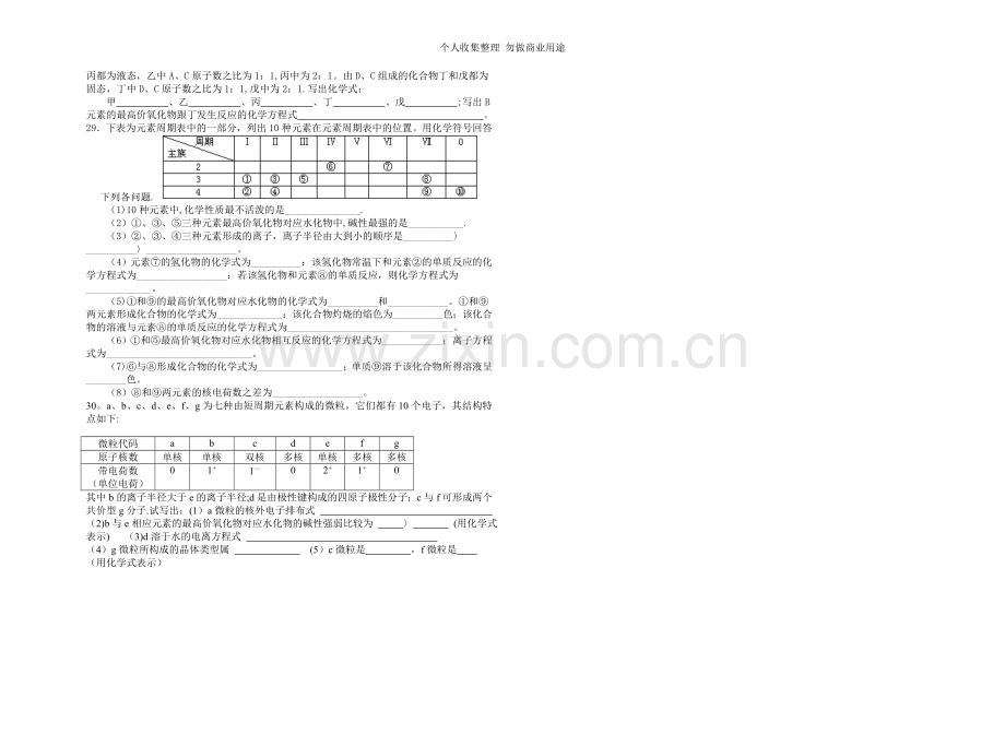 化学同步练习题考试题试卷教案高一下学期化学练习元素周期表.doc_第2页