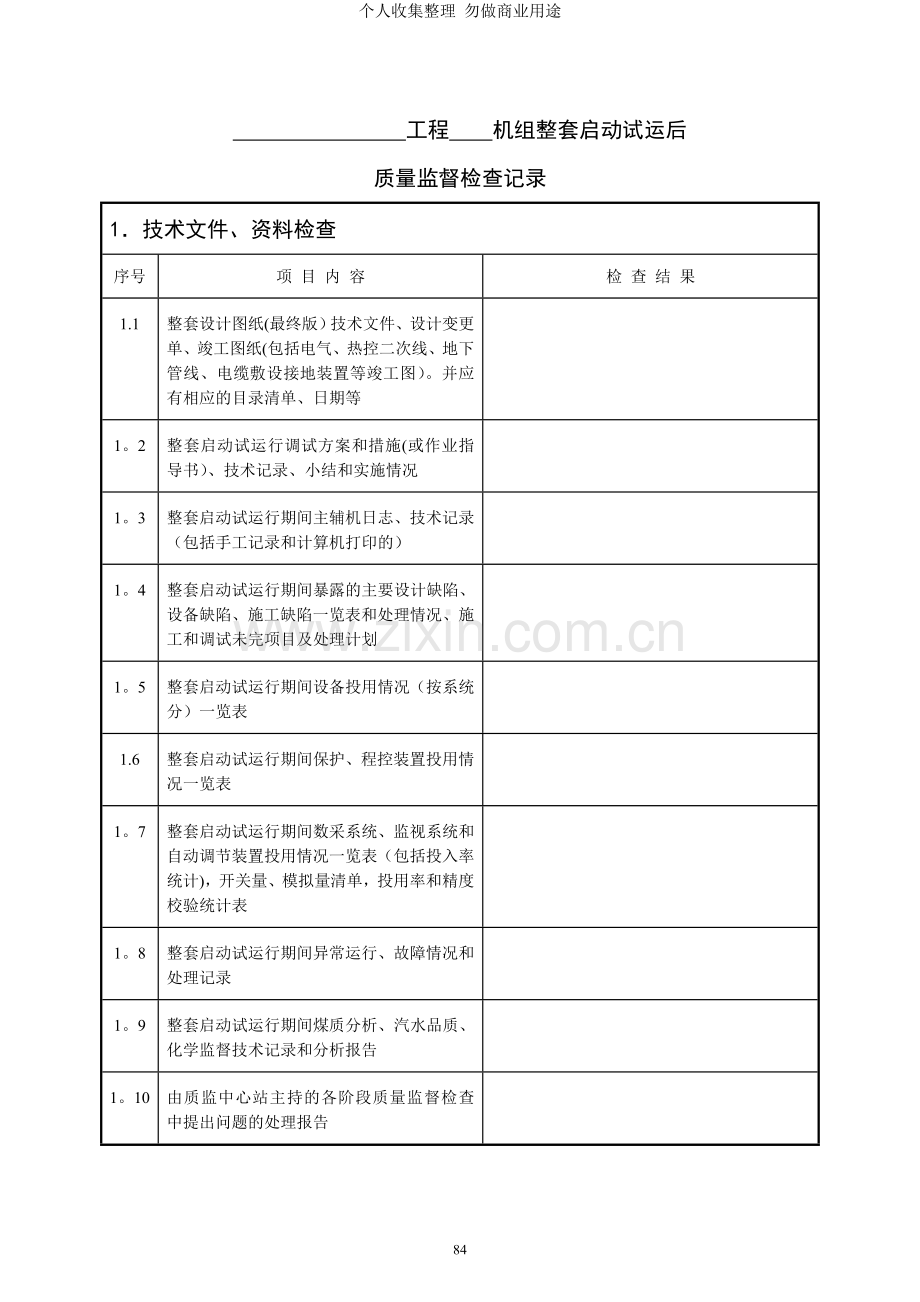 机组整套启动试运后质量监督检查记录典型表式.doc_第2页