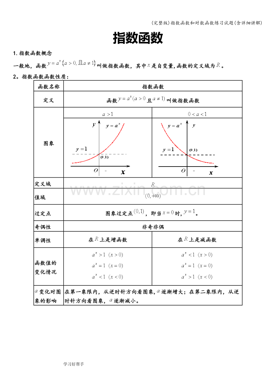 指数函数和对数函数练习试题(含详细讲解).doc_第1页