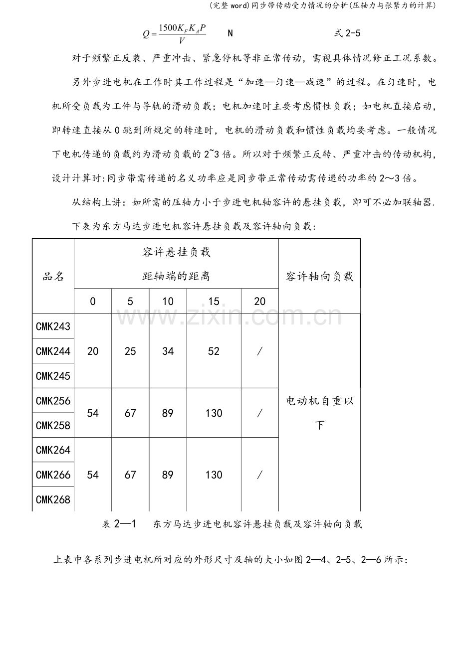 同步带传动受力情况的分析(压轴力与张紧力的计算).doc_第3页