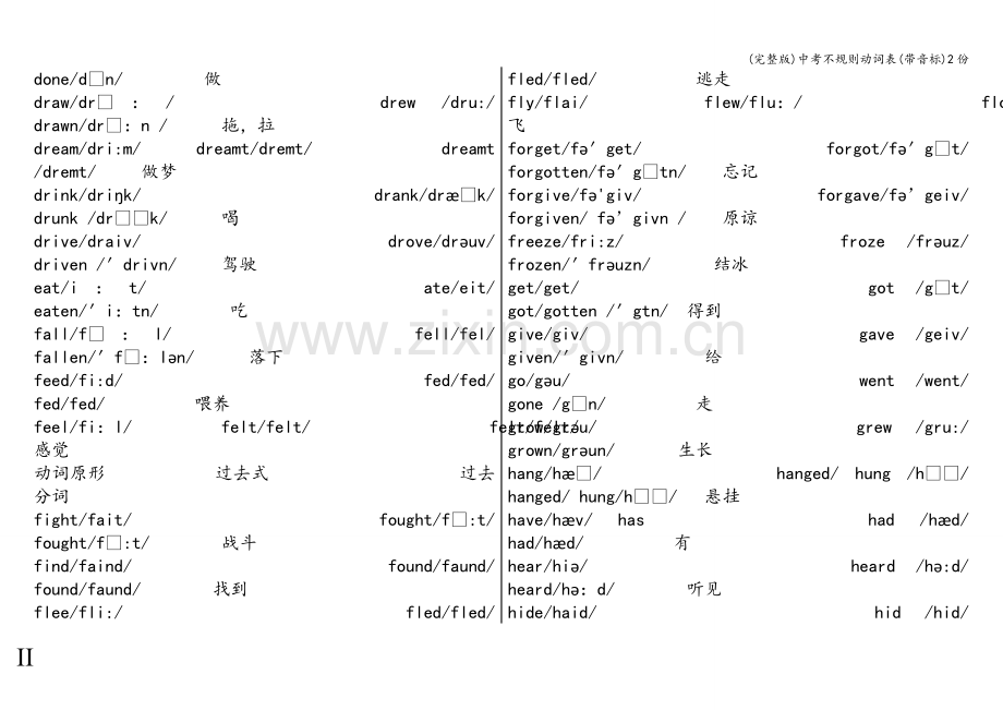中考不规则动词表(带音标)2份.doc_第2页