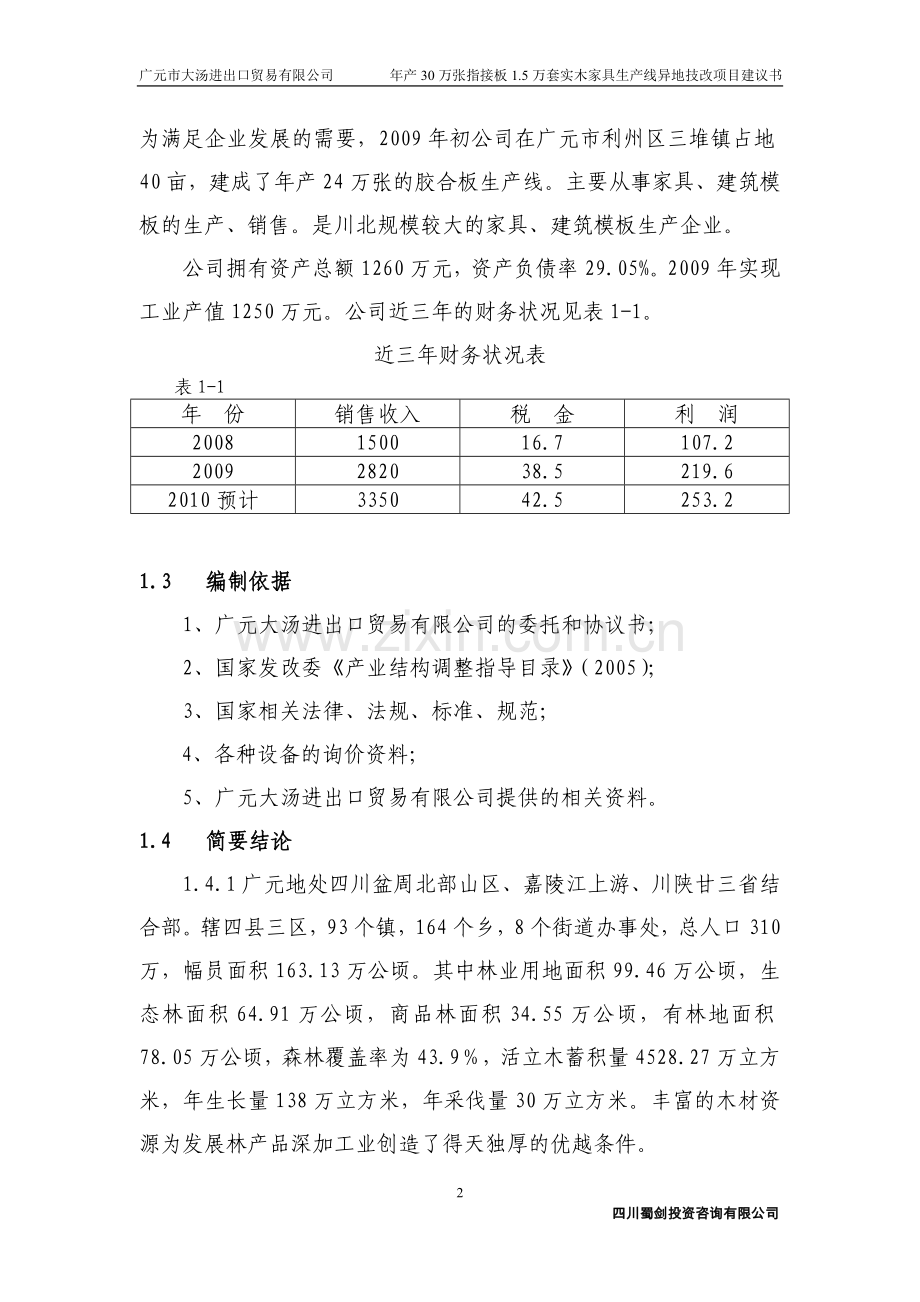 年产30万张指接板、15万套实木家具生产线异地技改项目可行性研究报告.doc_第2页