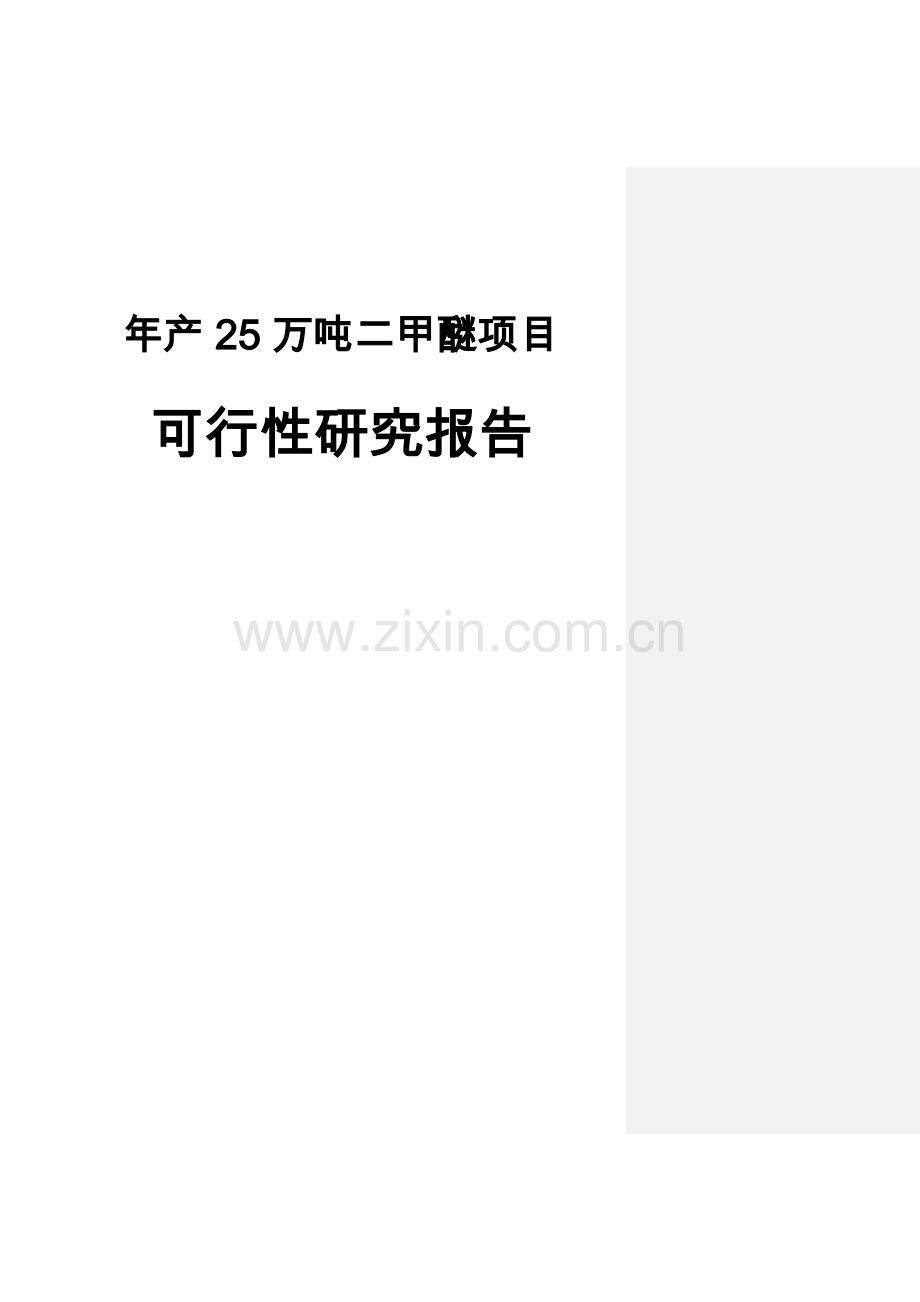 年产25万吨二甲醚项目可行性研究报告.doc_第1页