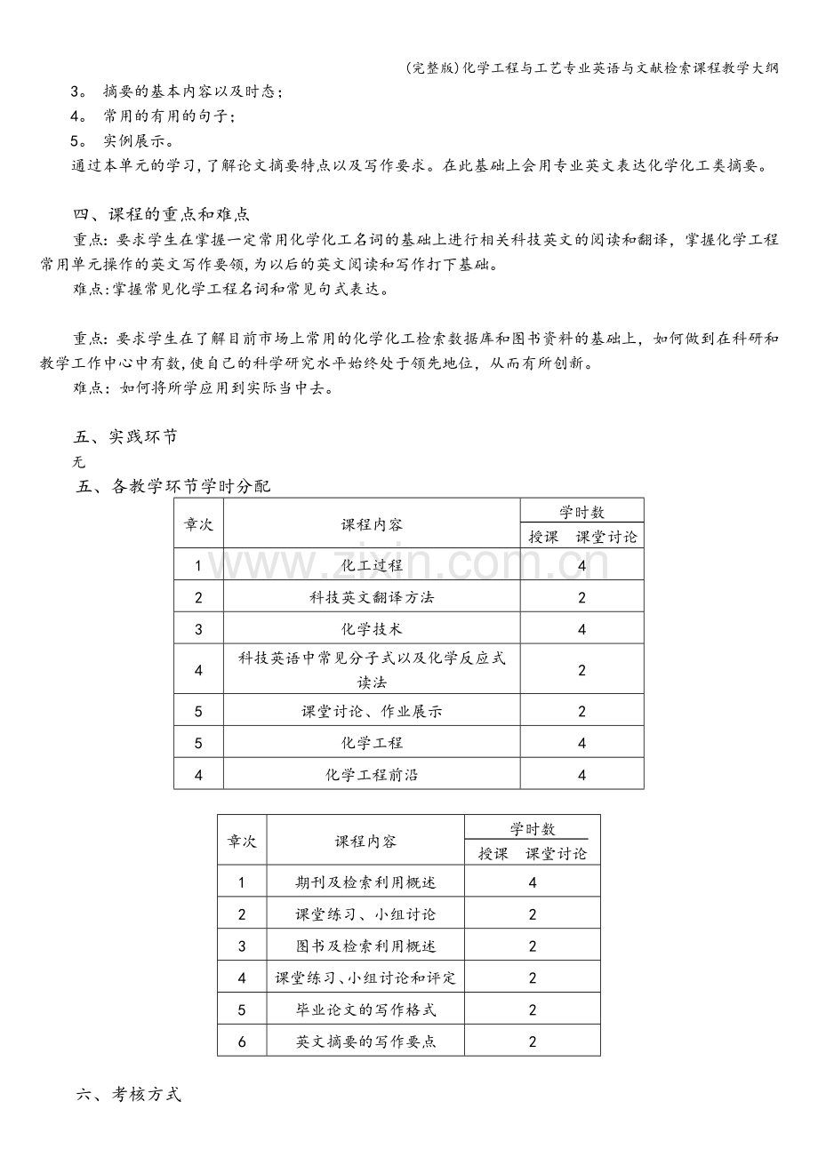 化学工程与工艺专业英语与文献检索课程教学大纲.doc_第3页