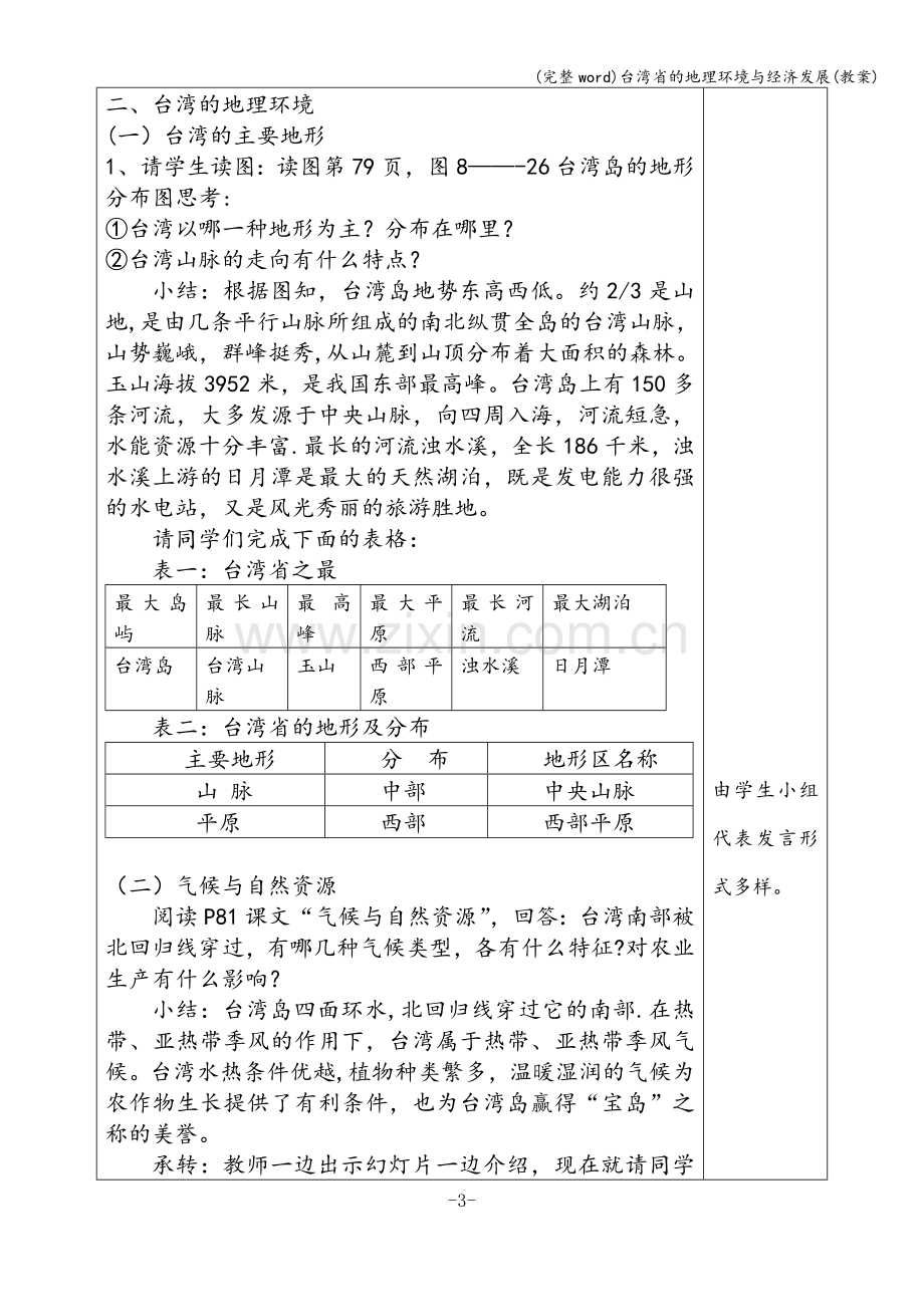 台湾省的地理环境与经济发展(教案).doc_第3页