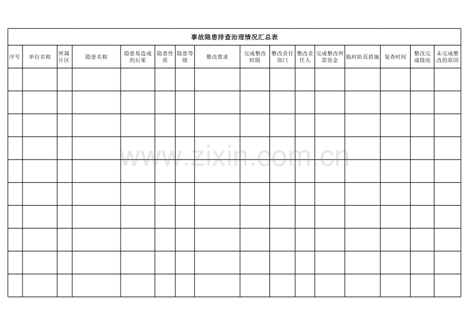 事故隐患排查治理情况汇总表(空白).xls_第1页